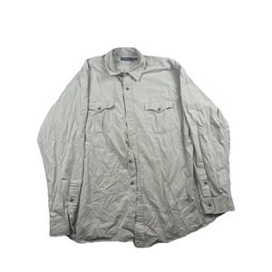 Polo Ralph Lauren Button Front Long Sleeve Utility Shirt Men's XXL Beige Silk‎